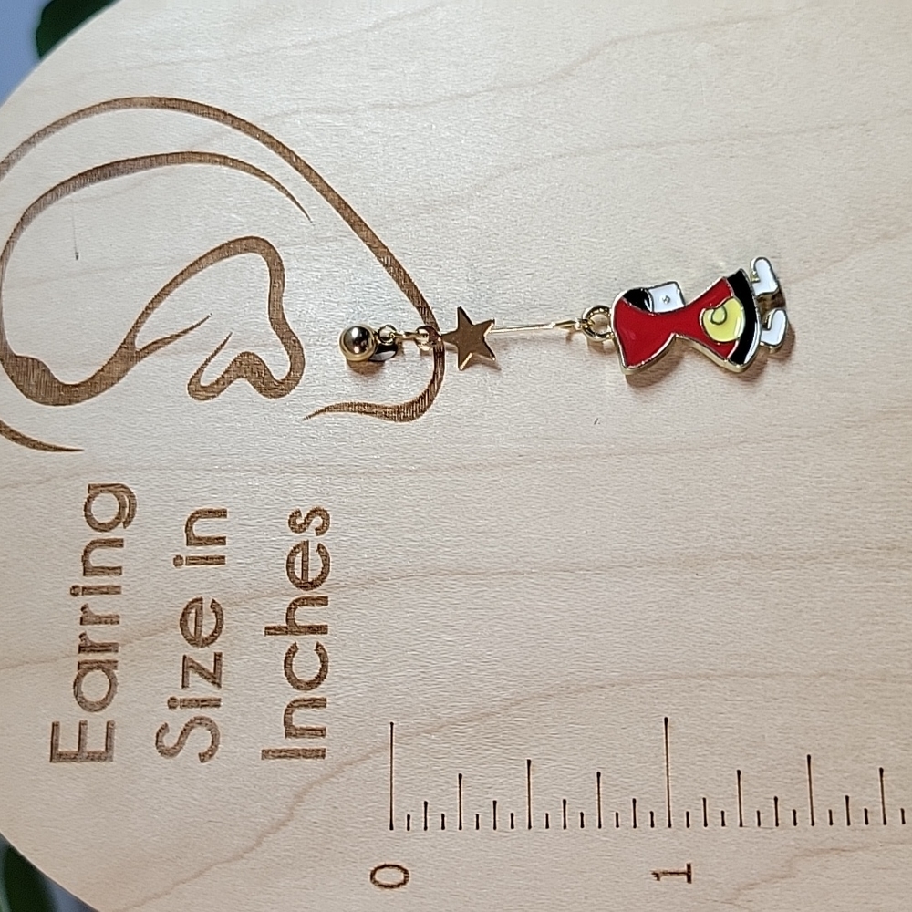 Little Red Riding Hood Mismatched Drop Earrings, S925 - Picture 2 of 4